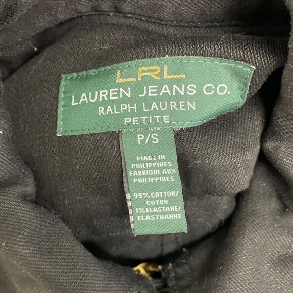Ralph Lauren Womens Black Stretch Denim Jacket Petite With Gold Hardware Sz P/S - Picture 4 of 5